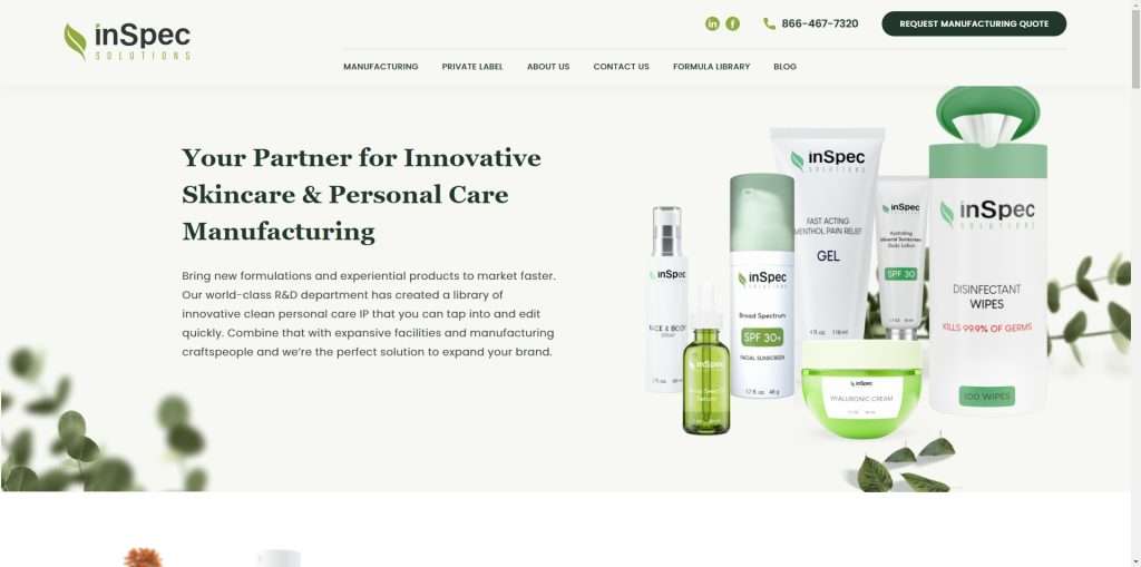 InSpec Solutions is a U.S.-based private label skincare manufacturer specializing in high-performance face creams with innovative formulations, flexible MOQs, and rapid production turnaround. With over 30 years of expertise, they provide turnkey solutions, clean beauty formulations, and scalable manufacturing for emerging and established skincare brands.
