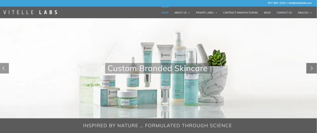 Vitelle Labs is a Canada-based private label skincare manufacturer specializing in cosmeceutical, spa, and eco-conscious formulations, offering low MOQs, small-batch production, turnkey solutions, and custom formulations for brands seeking high-performance, professional-grade skincare products.