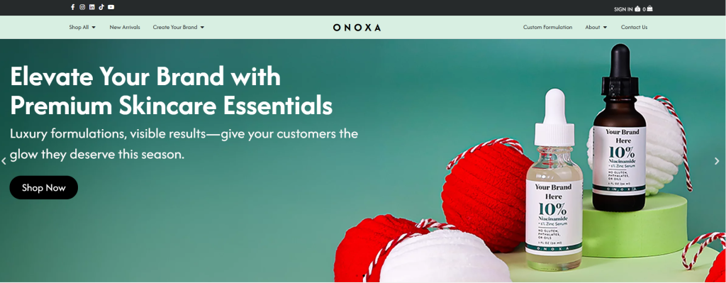 ONOXA is a U.S.-based private label skincare manufacturer offering low MOQs, fast 14-day production, and free label design. Specializing in clean, high-quality face care products, they provide a simple, scalable solution for startups, beauty entrepreneurs, and spa professionals looking to launch their own skincare line quickly and affordably.