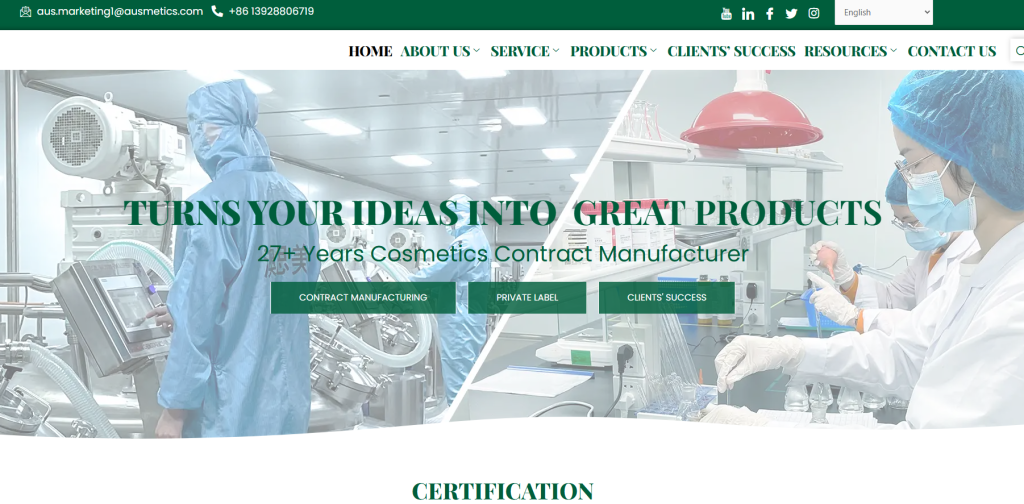 Ausmetics, based in Guangzhou, China, offers customized skincare solutions like face cleansers, hair care, and body care products, emphasizing high-quality formulations, global compliance, and sustainable practices, making them an ideal choice for beginners looking for tailored private label skincare products.
