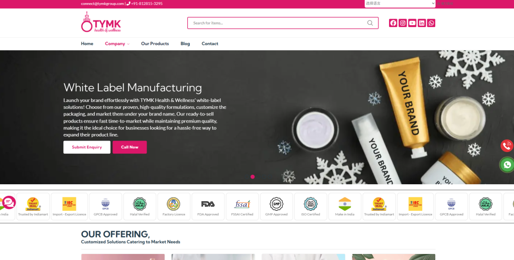 TYMK Health & Wellness is an India-based private label manufacturer delivering customizable hair removal products through a GMP- and FDA-certified facility, offering over 3,000 formulations, low MOQs, and full-stack support ideal for beginner brands scaling globally.