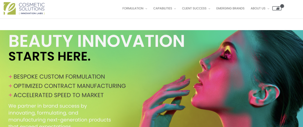 Cosmetic Solutions is a U.S.-based private-label skincare and contract manufacturer known for ISO 22716 and FDA-compliant production, custom formulations, and turnkey private label solutions. With state-of-the-art facilities, low MOQs, and expert R&D support, they provide high-performance skincare solutions for startups and established brands.
