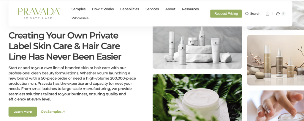 Pravada is a U.S. private label skincare manufacturer offering clean, natural, and cruelty-free formulations with low MOQs and over 300 stock formulations. Their expertise in custom skincare development and full-service branding ensures high-quality production tailored to emerging and established beauty brands.