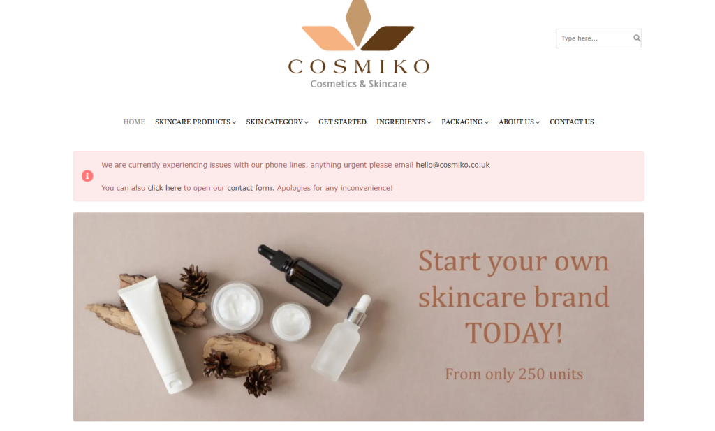 Cosmiko is a UK-based private label skincare manufacturer offering premium, natural, and scientifically advanced body care products. With low MOQs, custom formulations, and sustainable beauty solutions, they provide startups and established brands with high-quality, compliance-ready products tailored for the modern skincare market.