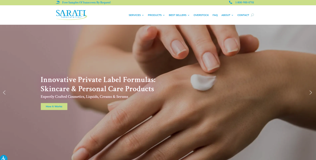 Sarati International specializes in private label face mist manufacturing, offering custom formulations, no MOQ requirements, FDA-registered production, and full-service branding, perfect for startups looking to create high-quality skincare products.