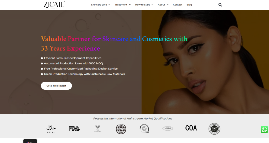 With extensive OEM/ODM experience across skincare and cosmetics, Zicail focuses on helping brands streamline product development through efficient manufacturing, packaging coordination, and flexible production support.