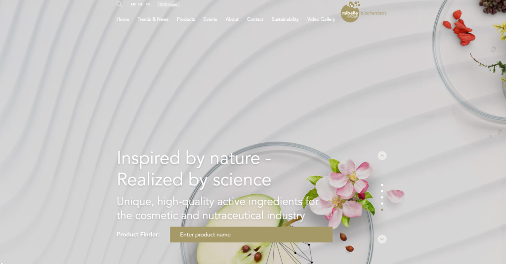 Mibelle Biochemistry is known for its expertise in active ingredient innovation and advanced skincare technologies, with a strong focus on science-driven product development for premium beauty brands.