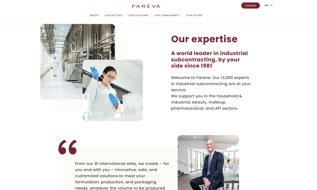 Fareva is a France-based contract manufacturer serving global beauty, personal care, and skincare brands through product development and large-scale manufacturing services.