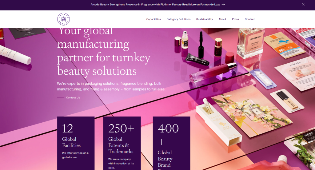 Arcade Beauty specializes in fragrance, beauty sampling, and consumer engagement solutions, making it one of the more distinctive companies featured in this guide.