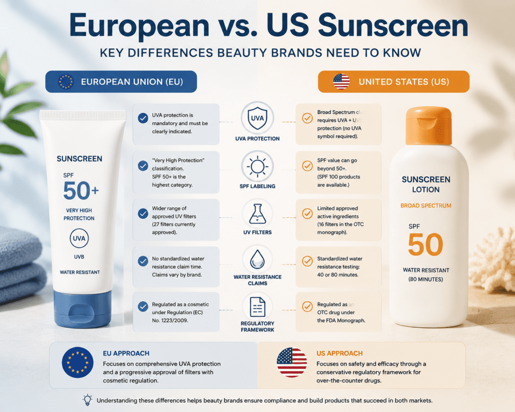 European and US sunscreen regulatory comparison